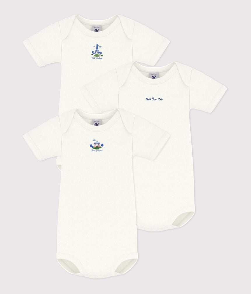 PACK OF SHORT-SLEEVED PLAIN COTTON BODIES FOR BABIES