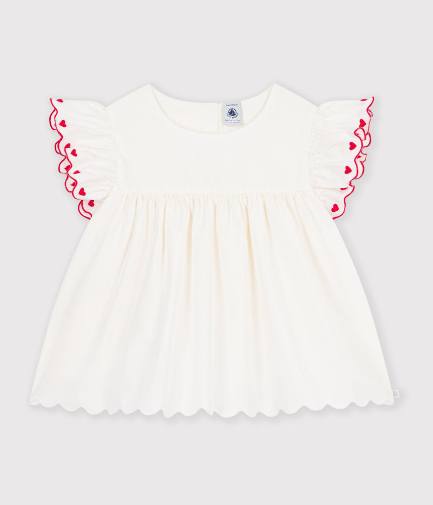 CHILDREN'S PLAIN SHORT-SLEEVED COTTON BLOUSE