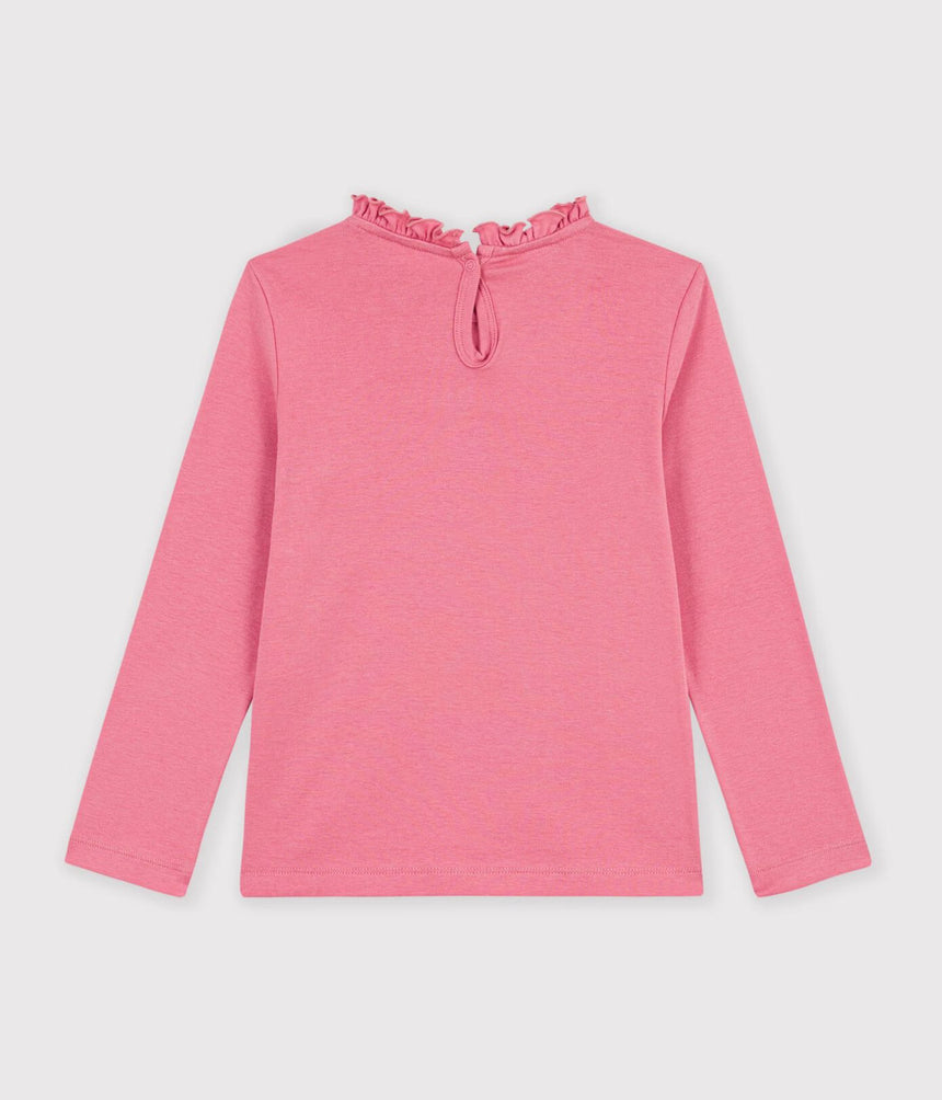 CHILDREN'S LONG-SLEEVED PLAIN T-SHIRT WITH A COLLAR