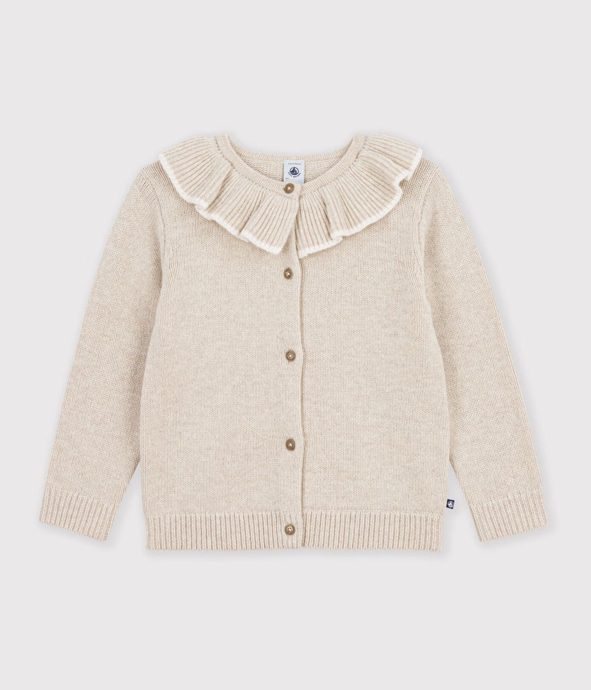 CHILDREN'S PLAIN WOOL AND COTTON CARDIGAN