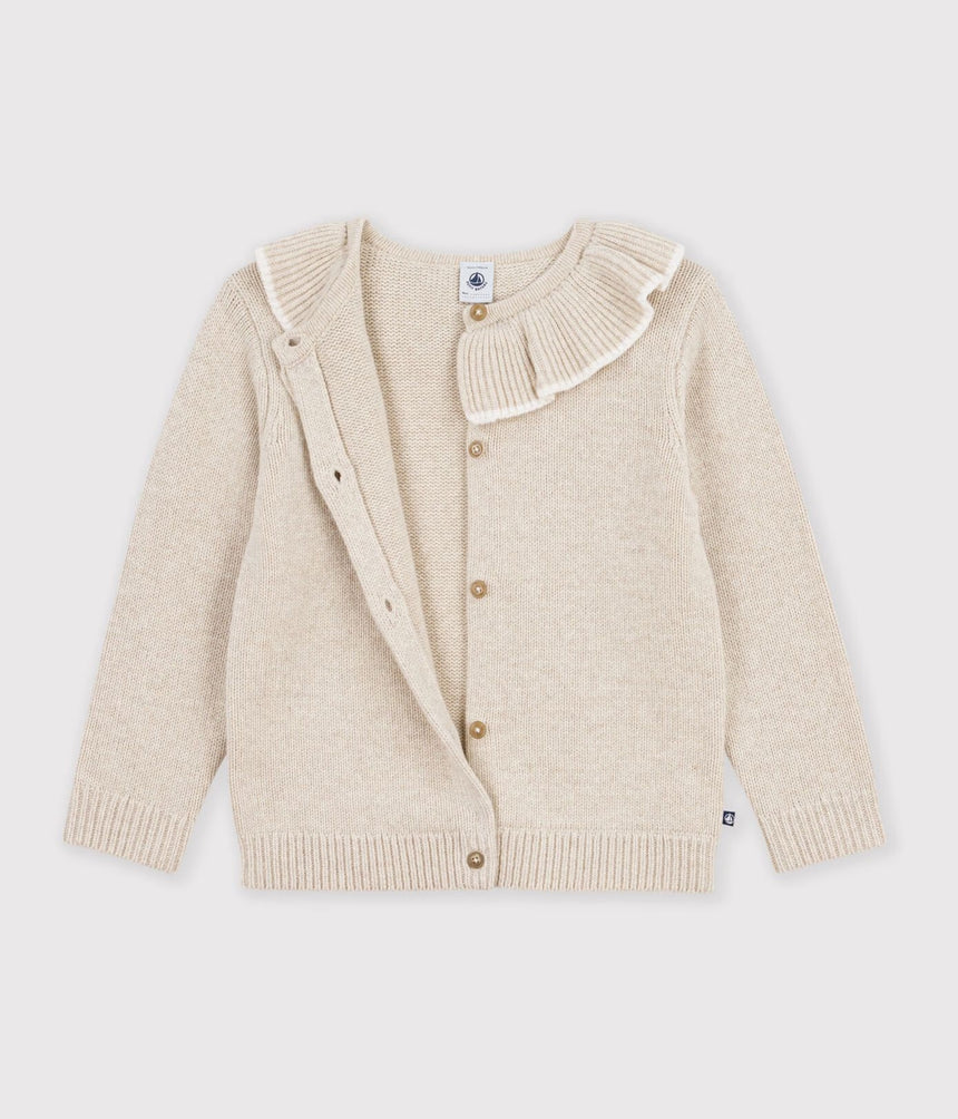 CHILDREN'S PLAIN WOOL AND COTTON CARDIGAN