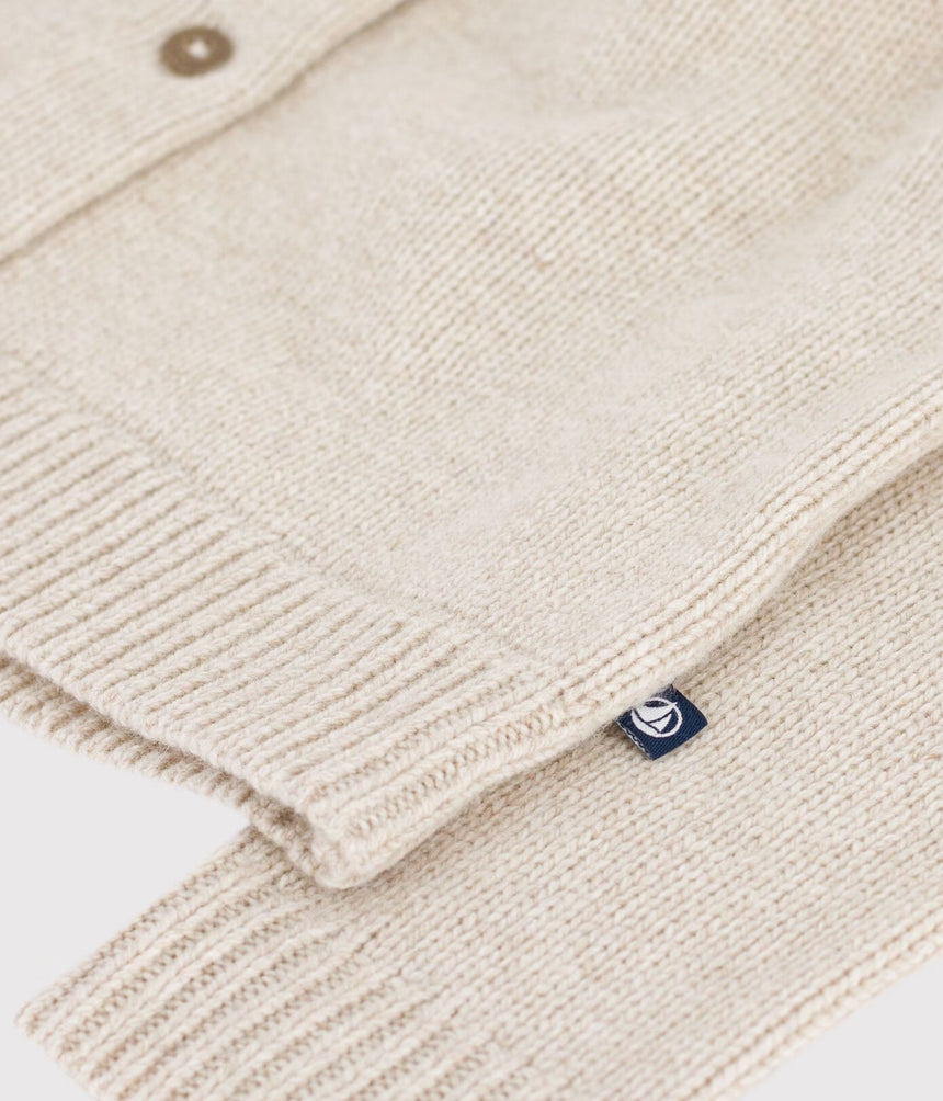CHILDREN'S PLAIN WOOL AND COTTON CARDIGAN