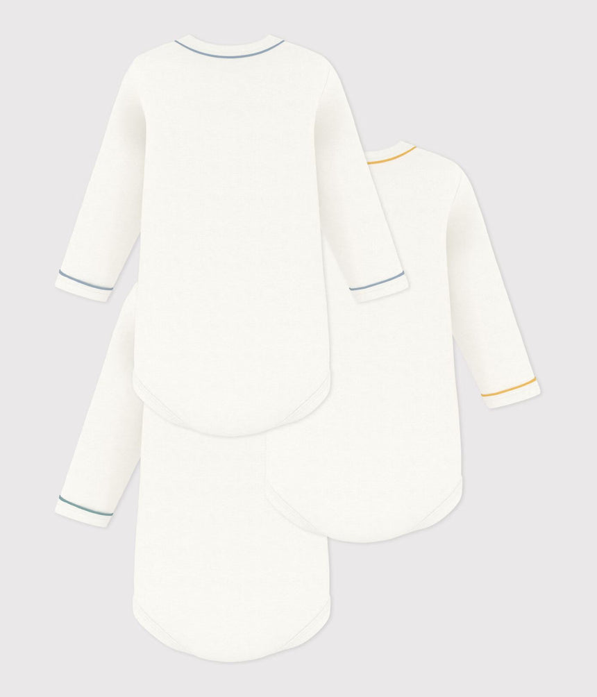 PACK OF PLAIN COTTON LONG-SLEEVED BABY BODIES