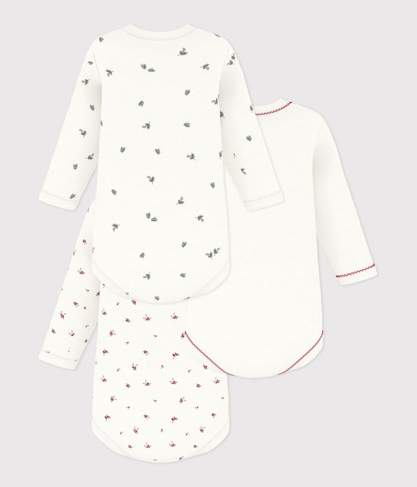 PACK OF LONG-SLEEVED PRINTED COTTON BODIES FOR BABIES