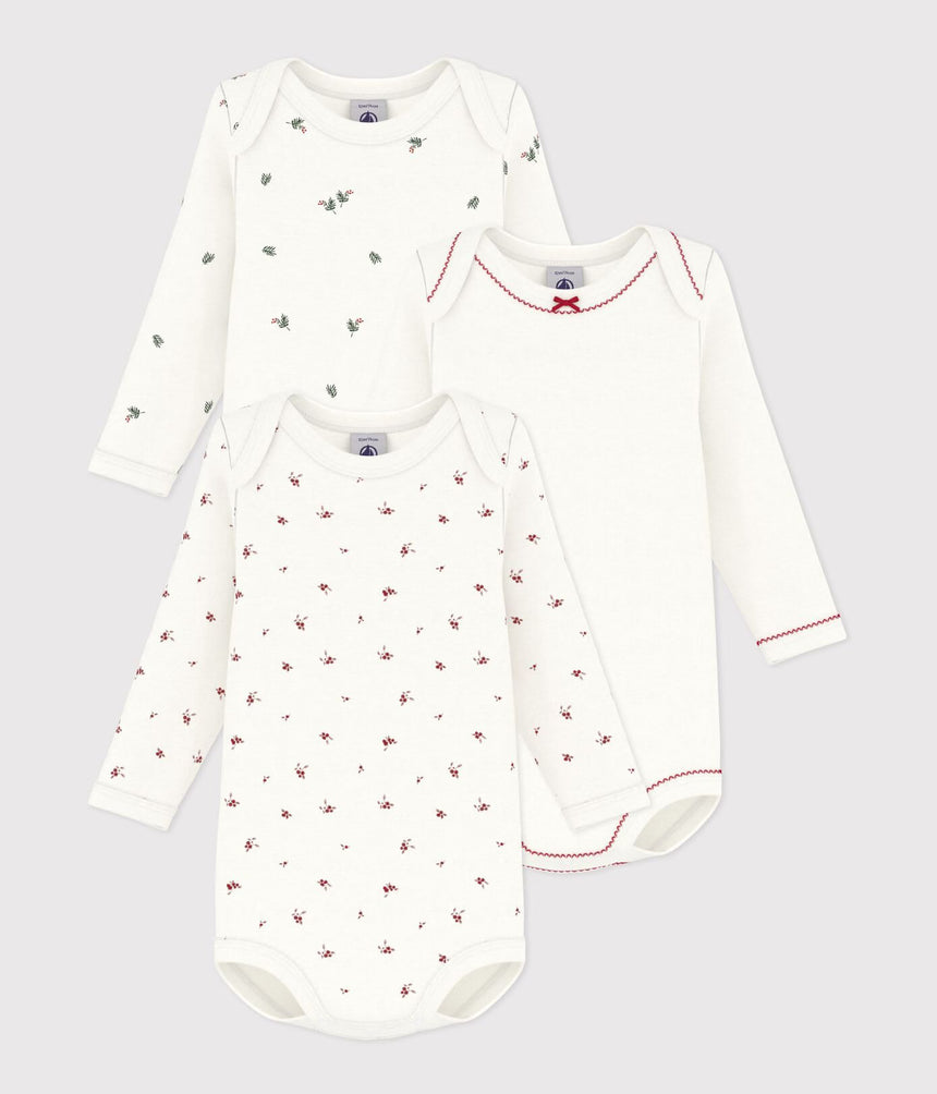 PACK OF LONG-SLEEVED PRINTED COTTON BODIES FOR BABIES