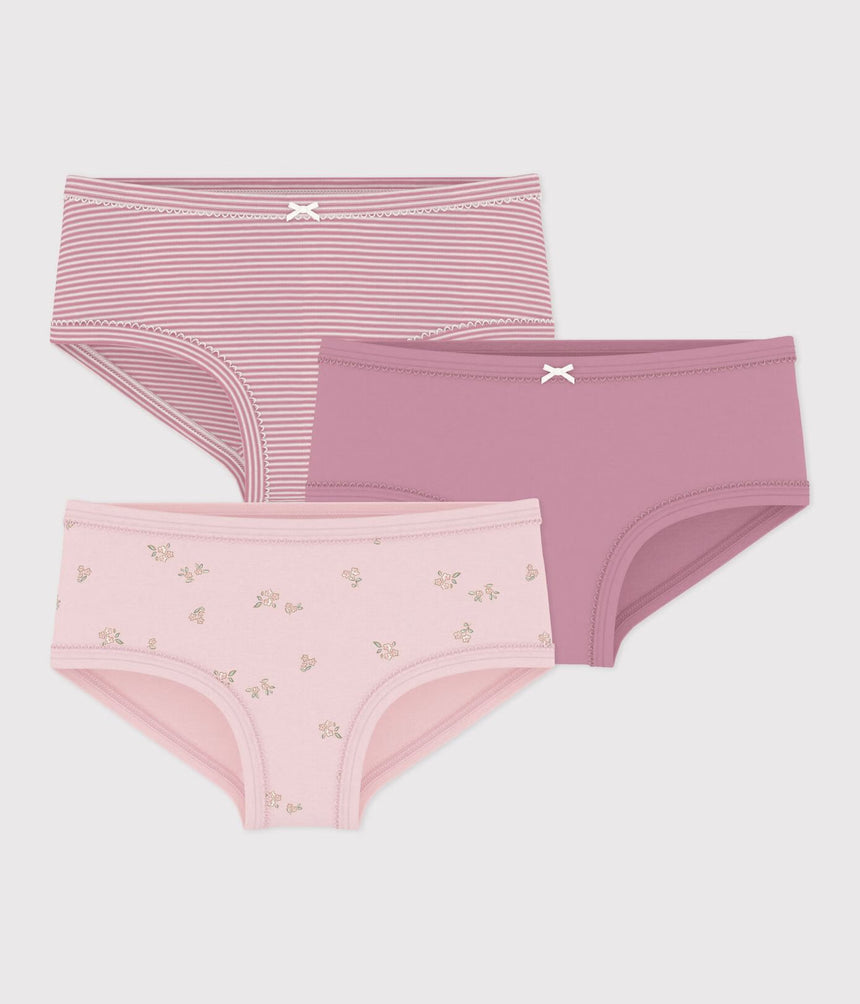 PACK OF CHILDREN'S HIGH-WAISTED COTTON PANTS WITH A FLOWER PATTERN