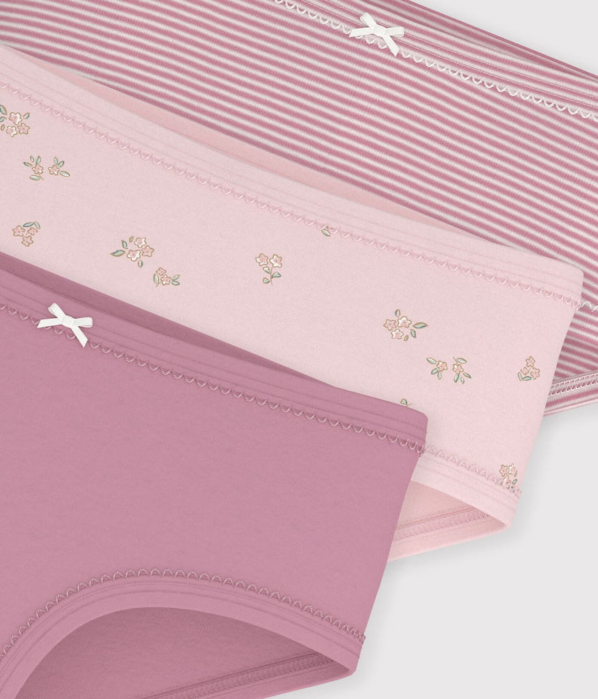 PACK OF CHILDREN'S HIGH-WAISTED COTTON PANTS WITH A FLOWER PATTERN