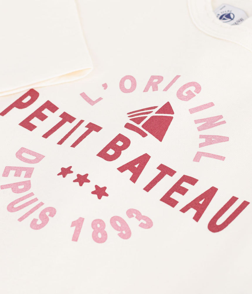 BABIES' LONG-SLEEVED PLAIN COTTON T-SHIRT WITH A LITTLE MOTIF