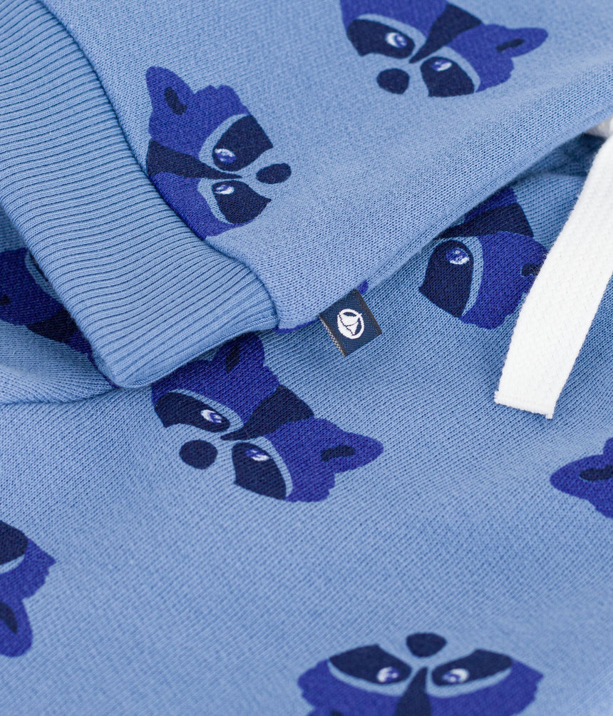 BABIES' SWEATSHIRT AND TROUSERS SET IN ANIMAL-THEMED PRINTED COTTON