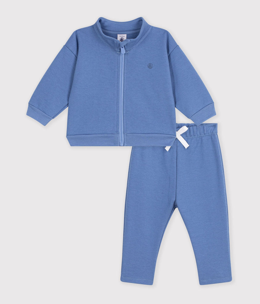 BABIES' SWEATSHIRT AND TROUSERS SET IN PLAIN COTTON