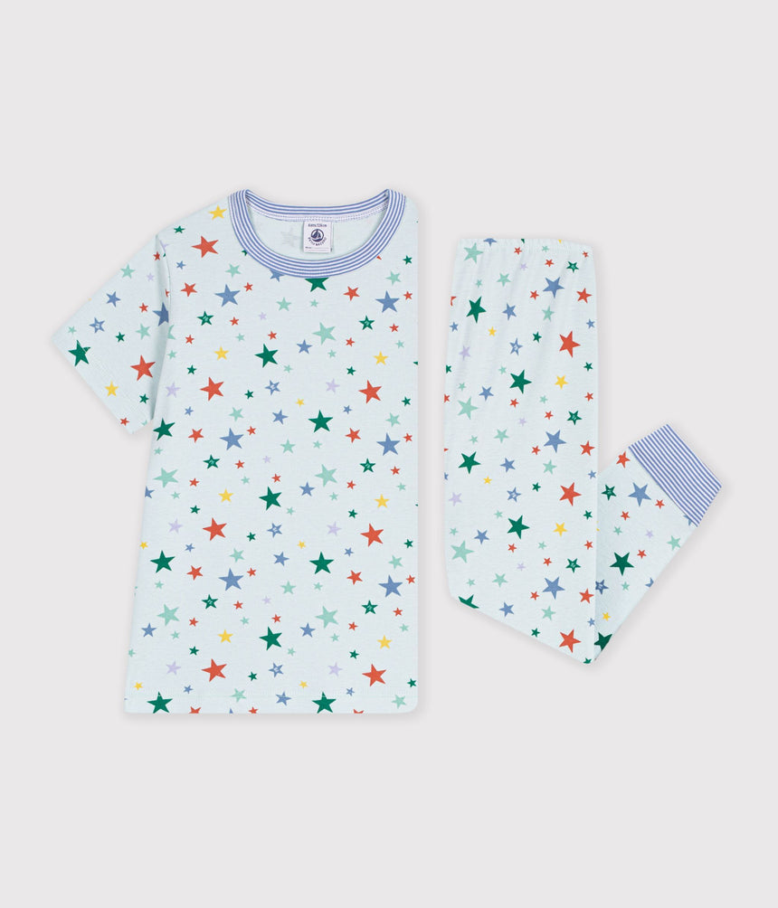CHILDREN'S PRINTED COTTON PYJAMAS WITH SHORT SLEEVES AND LONG LEGS