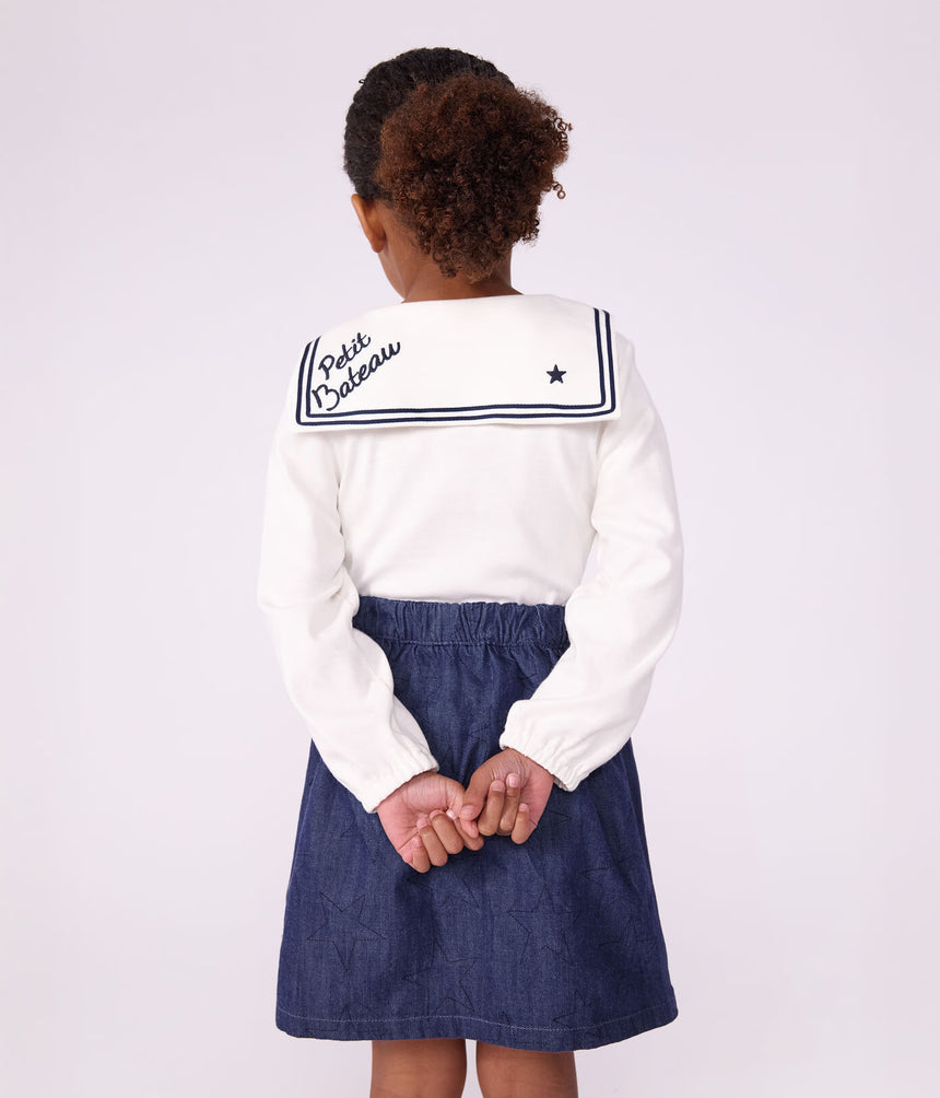 SHORT SKIRT IN PLAIN DENIM WITH A STAR PATTERN