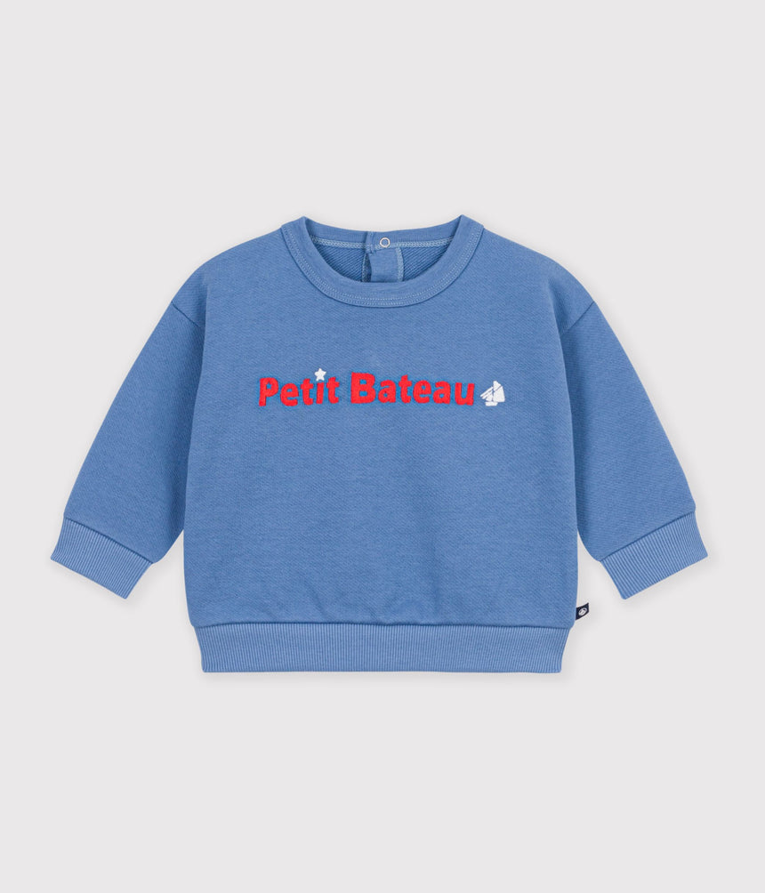 BABIES' SWEATSHIRT IN PLAIN COTTON WITH EMBROIDERY