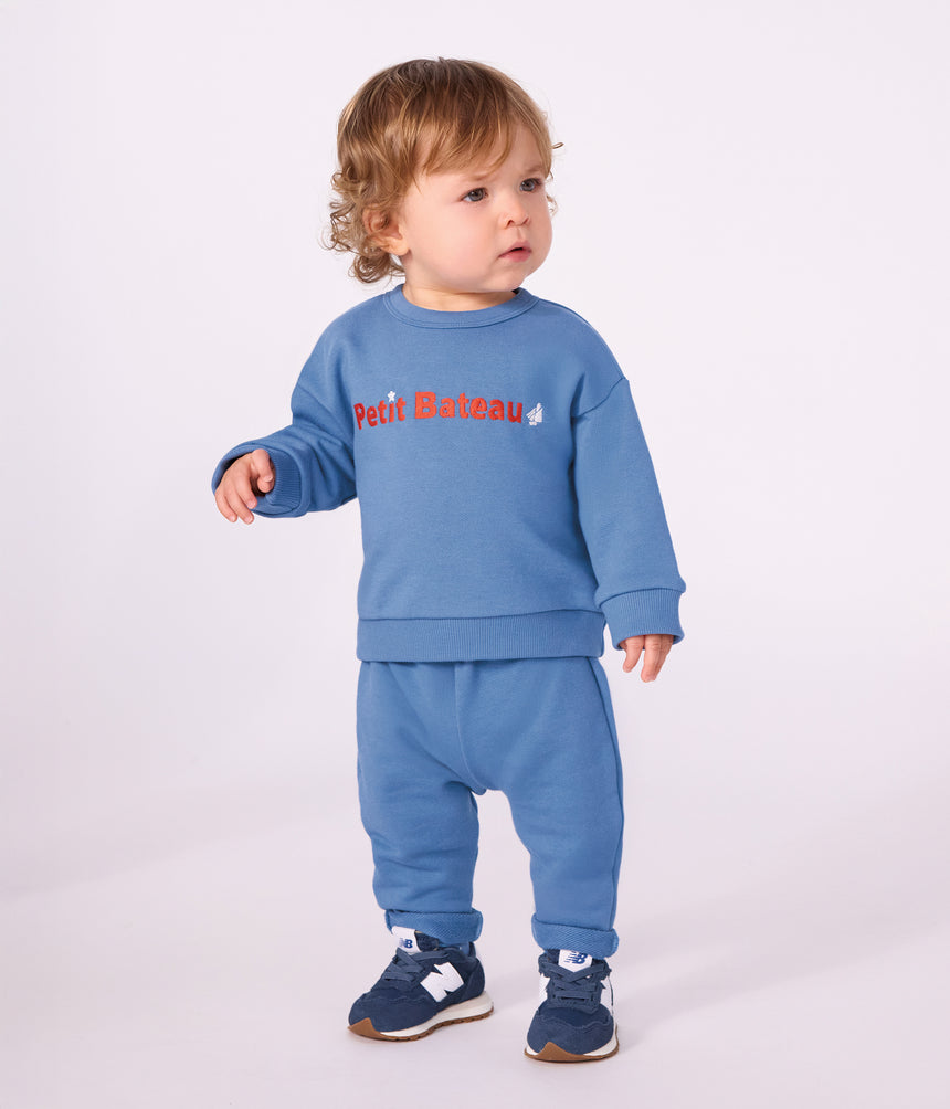BABIES' SWEATSHIRT IN PLAIN COTTON WITH EMBROIDERY
