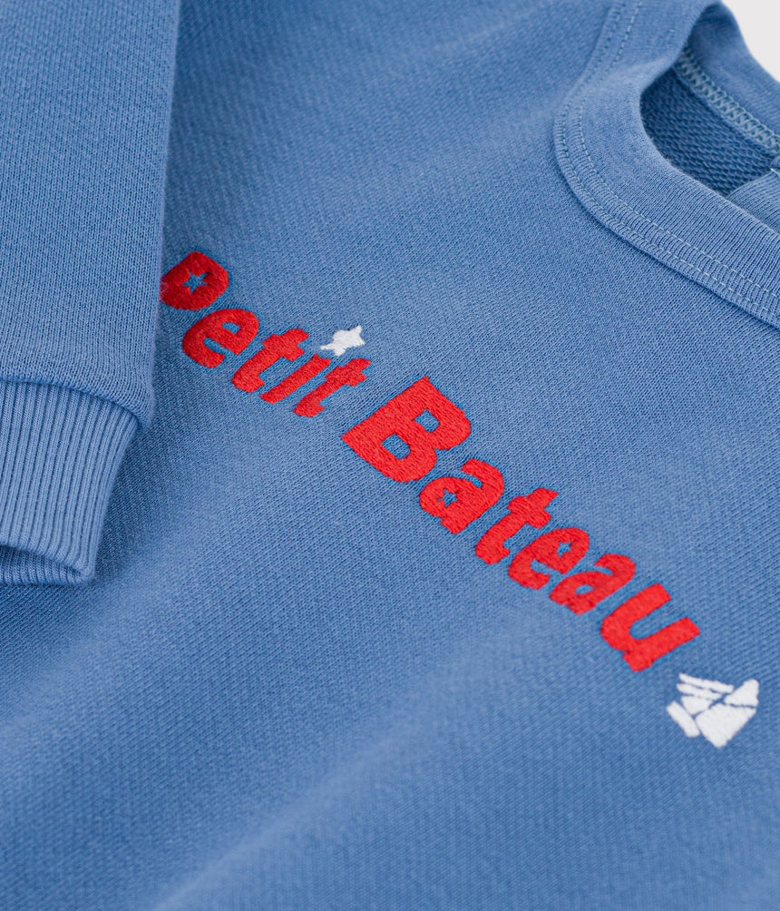 BABIES' SWEATSHIRT IN PLAIN COTTON WITH EMBROIDERY