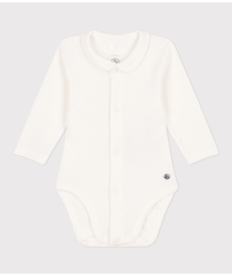 BABIES' LONG-SLEEVED COTTON BODYSUIT WITH COLLAR