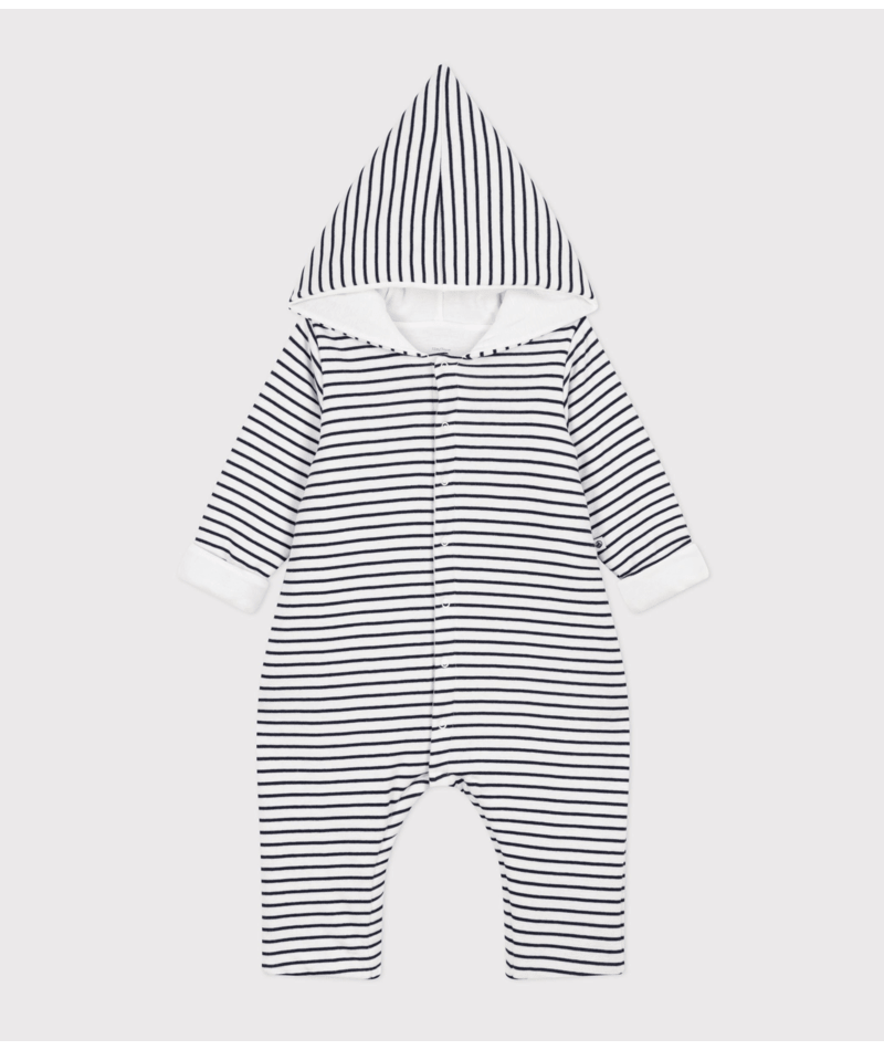 BABIES' QUILTED COTTON HOODED JUMPSUIT