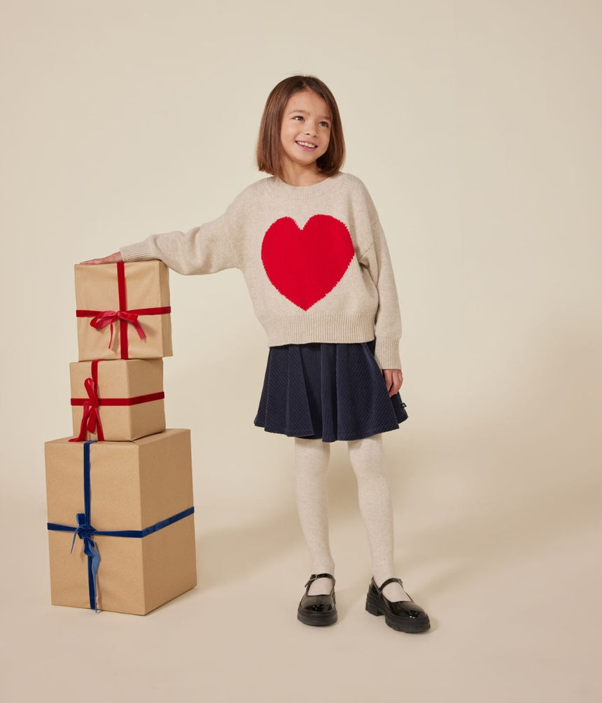 GIRLS' WOOL AND COTTON JUMPER