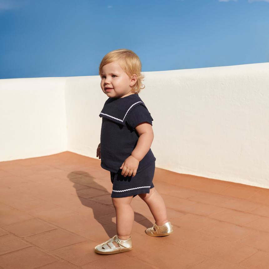 BABIES' TWO-PIECE COTTON OUTFIT WITH NAUTICAL DETAILS