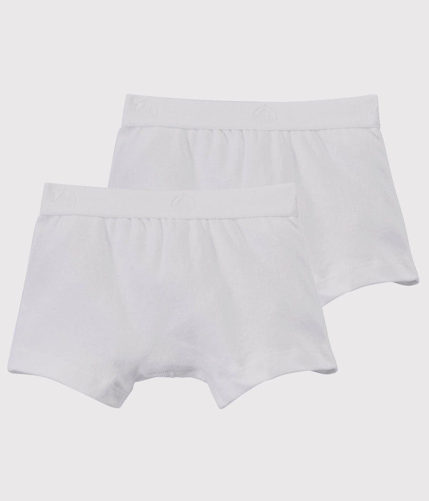 SET OF 2 LITTLE BOYS' PLAIN WHITE BOXER SHORTS