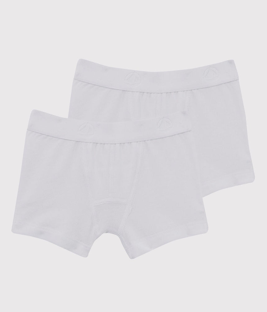 SET OF 2 LITTLE BOYS' PLAIN WHITE BOXER SHORTS