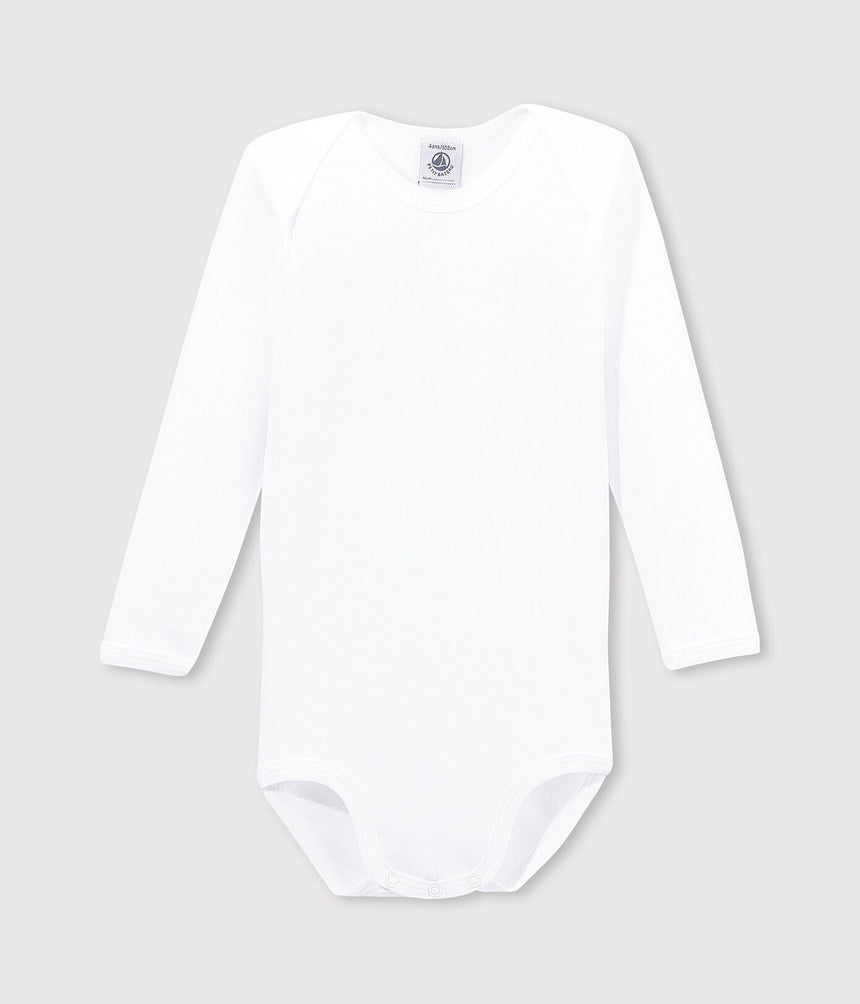 BABIES' WHITE LONG-SLEEVED BODYSUIT