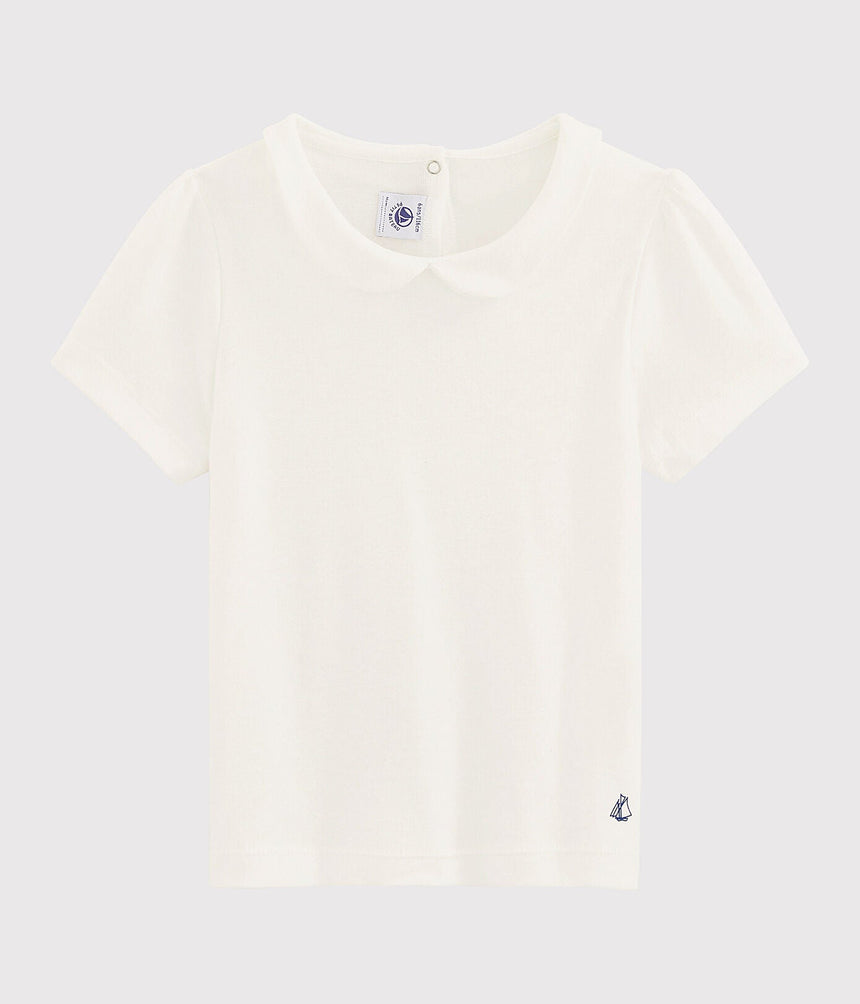 GIRLS' T-SHIRT WITH PETER PAN COLLAR.