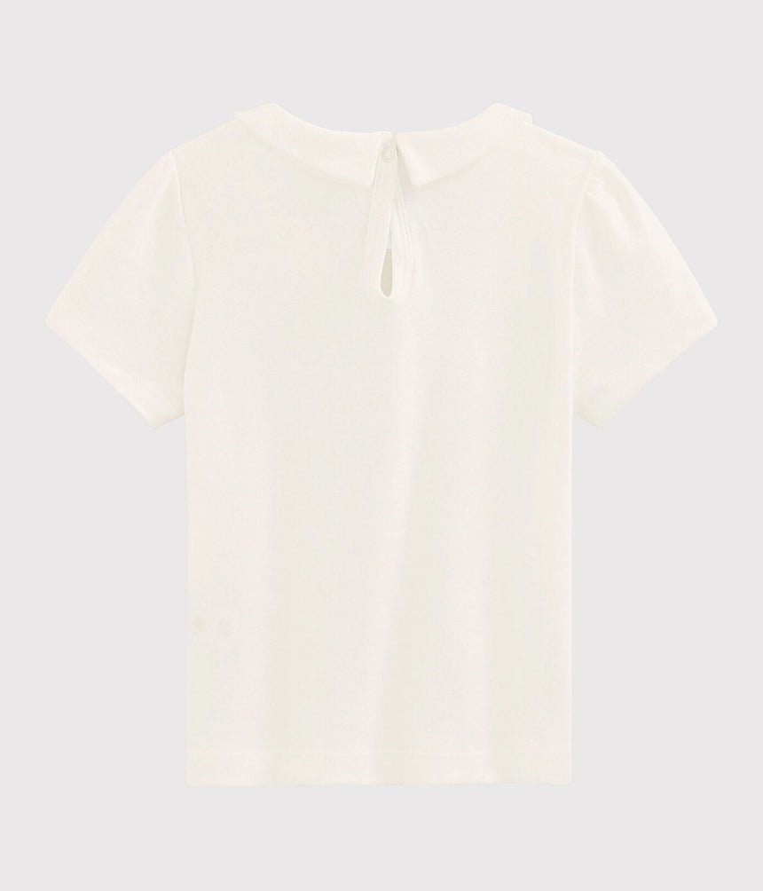 GIRLS' T-SHIRT WITH PETER PAN COLLAR.