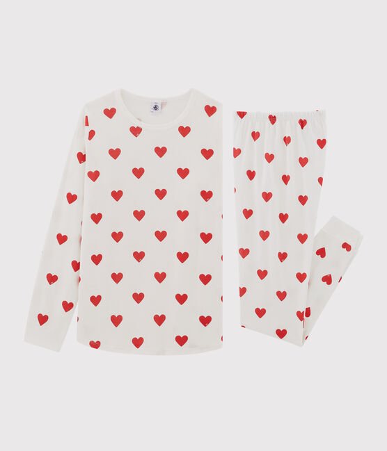 GIRLS HEART PRINT RIBBED PYJAMAS