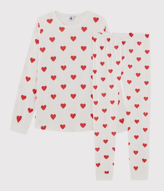 GIRLS HEART PRINT RIBBED PYJAMAS