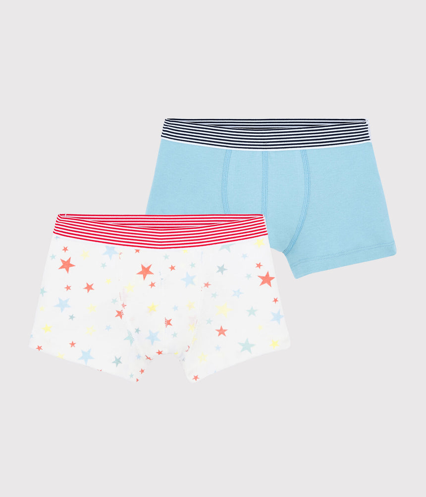 BOYS' MULTICOLOURED STARRY ORGANIC COTTON BOXER SHORTS -2-PACKS