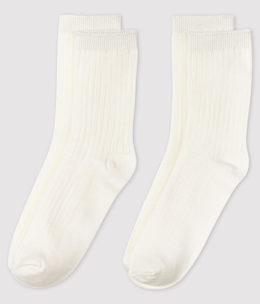 CHILDREN'S PLAIN COTTON SOCKS - 2-PACK