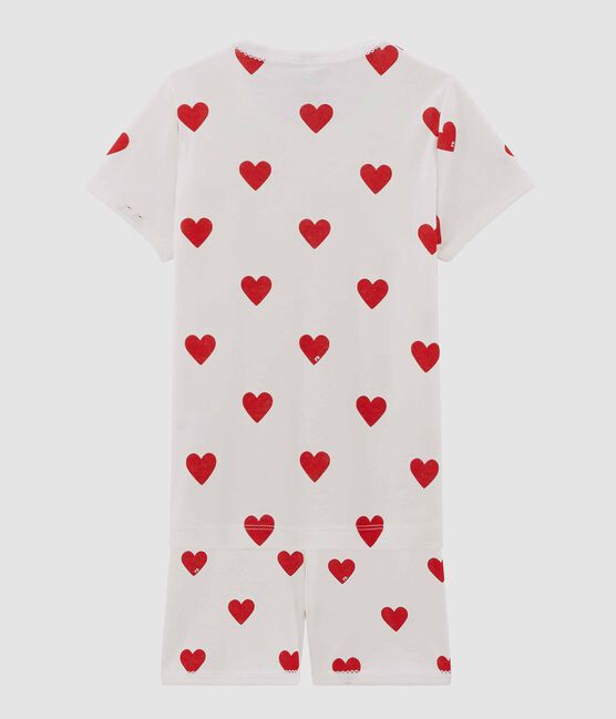 GIRLS' HEART PATTERNED COTTON SHORT PYJAMAS