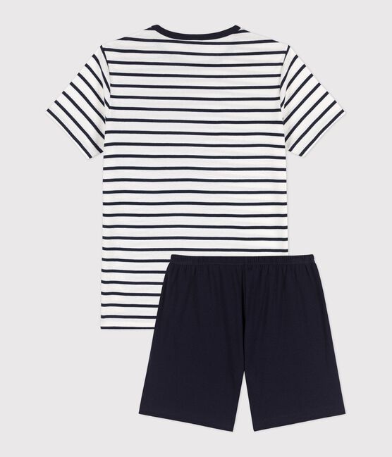 BOYS/MEN RIB KNIT SHORT PYJAMAS WITH SAILOR STRIPES