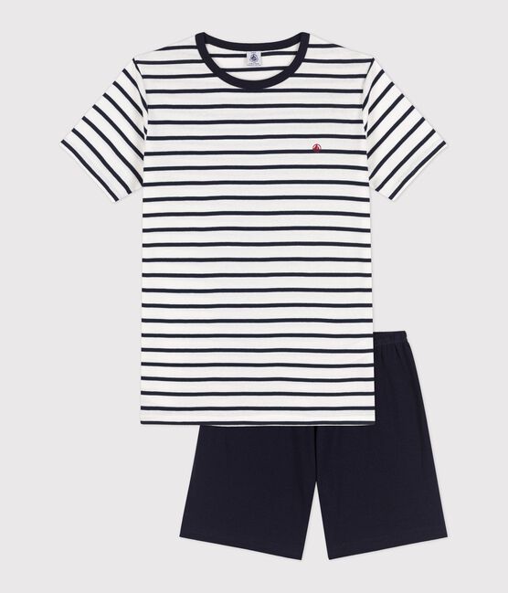 BOYS/MEN RIB KNIT SHORT PYJAMAS WITH SAILOR STRIPES