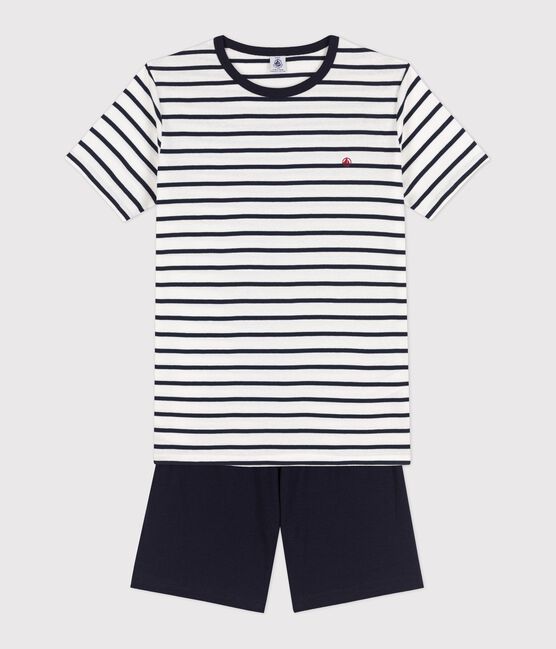 BOYS/MEN RIB KNIT SHORT PYJAMAS WITH SAILOR STRIPES