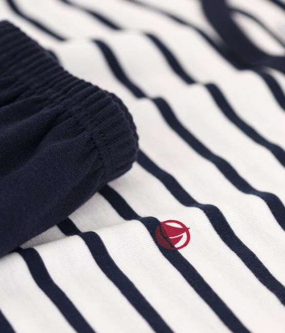 BOYS/MEN RIB KNIT SHORT PYJAMAS WITH SAILOR STRIPES