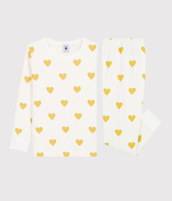 GIRLS HEART PRINT RIBBED PYJAMAS