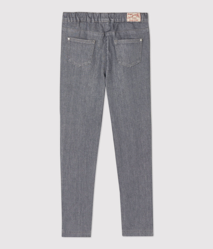 GIRLS' DENIM SLIM-FIT TROUSERS