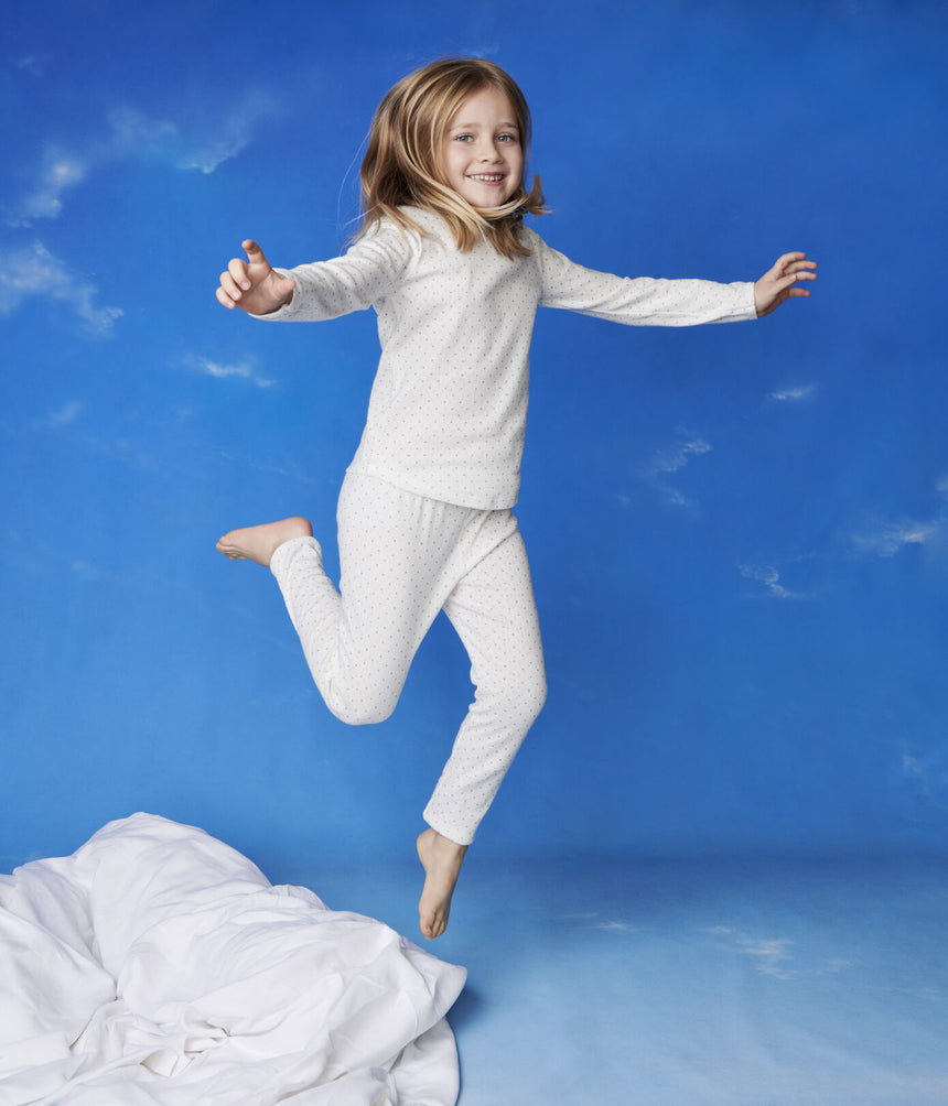 Girls' Openwork Spotted Organic Cotton Pyjamas