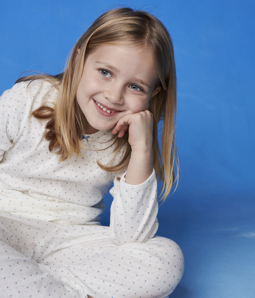 Girls' Openwork Spotted Organic Cotton Pyjamas