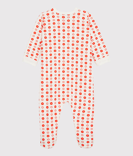 BABIES' RETRO FLORAL ORGANIC COTTON FLEECE SLEEPSUIT