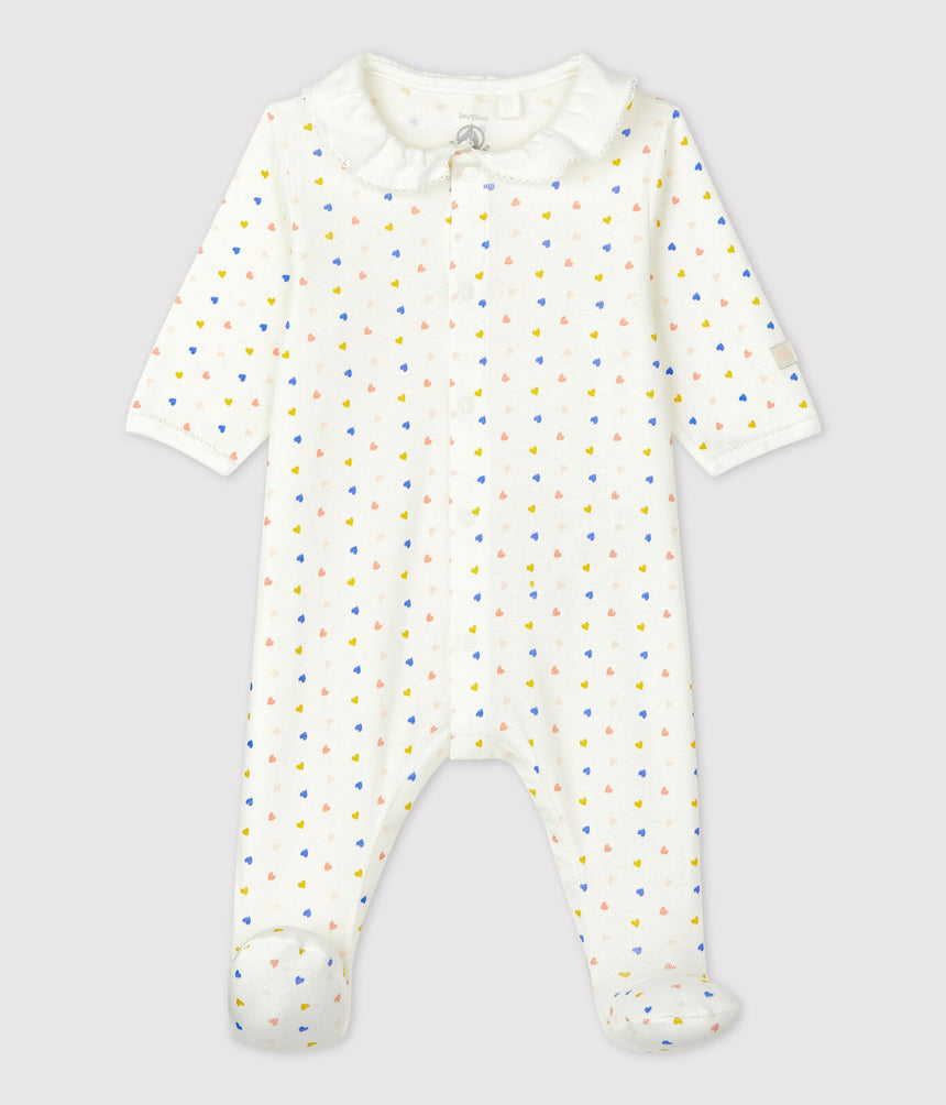 BABIES' ORGANIC HEARTS COTTON SLEEPSUIT