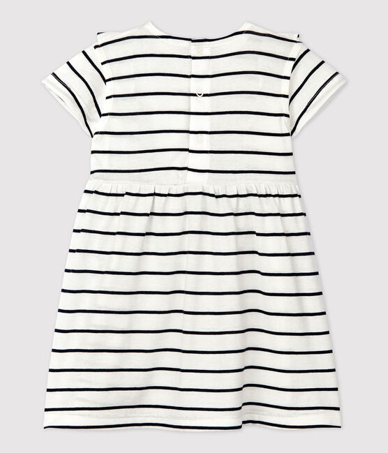 BABIES' SHORT-SLEEVED STRIPED JERSEY DRESS