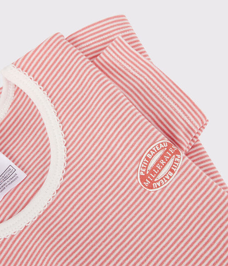 GIRLS' PINK PINSTRIPED ORGANIC COTTON SHORT PYJAMAS