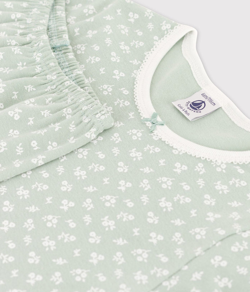 GIRLS' SHORT-SLEEVED FLORAL COTTON PYJAMAS
