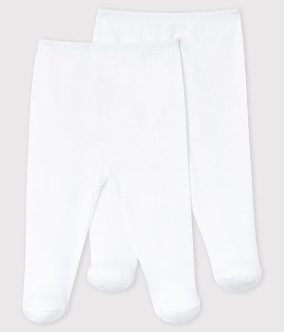 BABIES' COTTON TROUSERS WITH FEET - 2-PACK