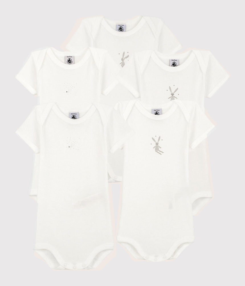 BABIES' RIB KNIT BODYSUITS - 5-PACK