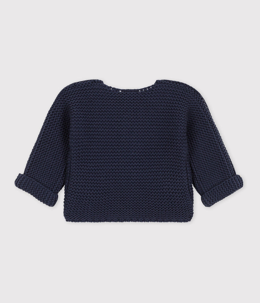 BABIES' MOSS STITCH COTTON CARDIGAN