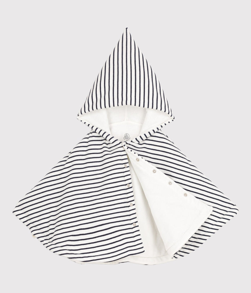 BABIES' SAILOR STRIPED COTTON CAPE WITH HOOD